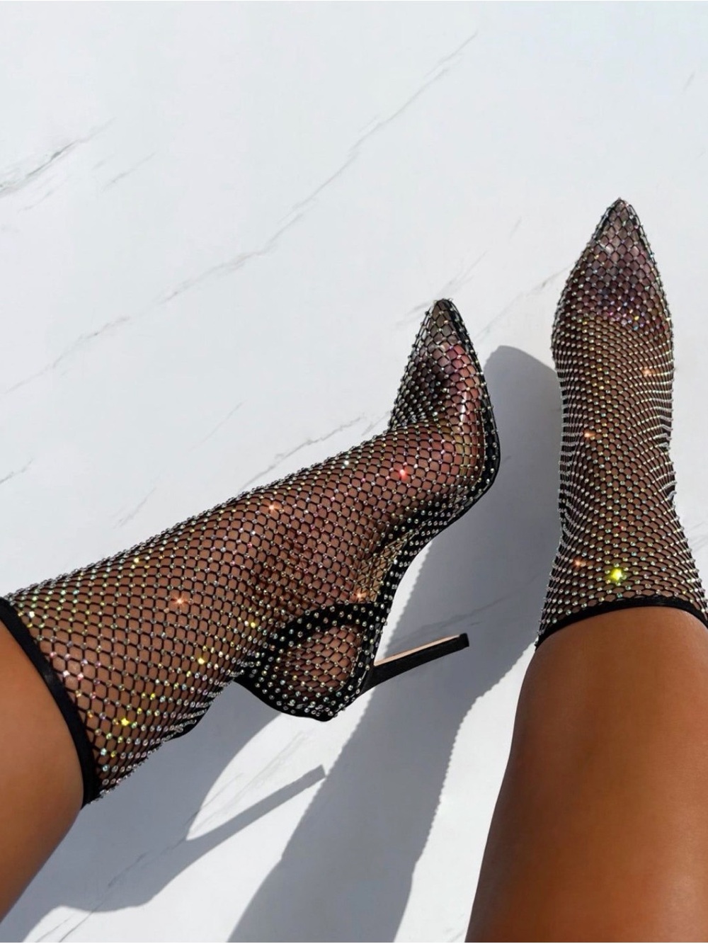 EGO Black and Silver Mesh Stiletto Heels